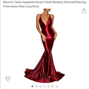 Back Spaghetti Strap Mermaid Open Metallic Evening V-Neck Gown main image 0